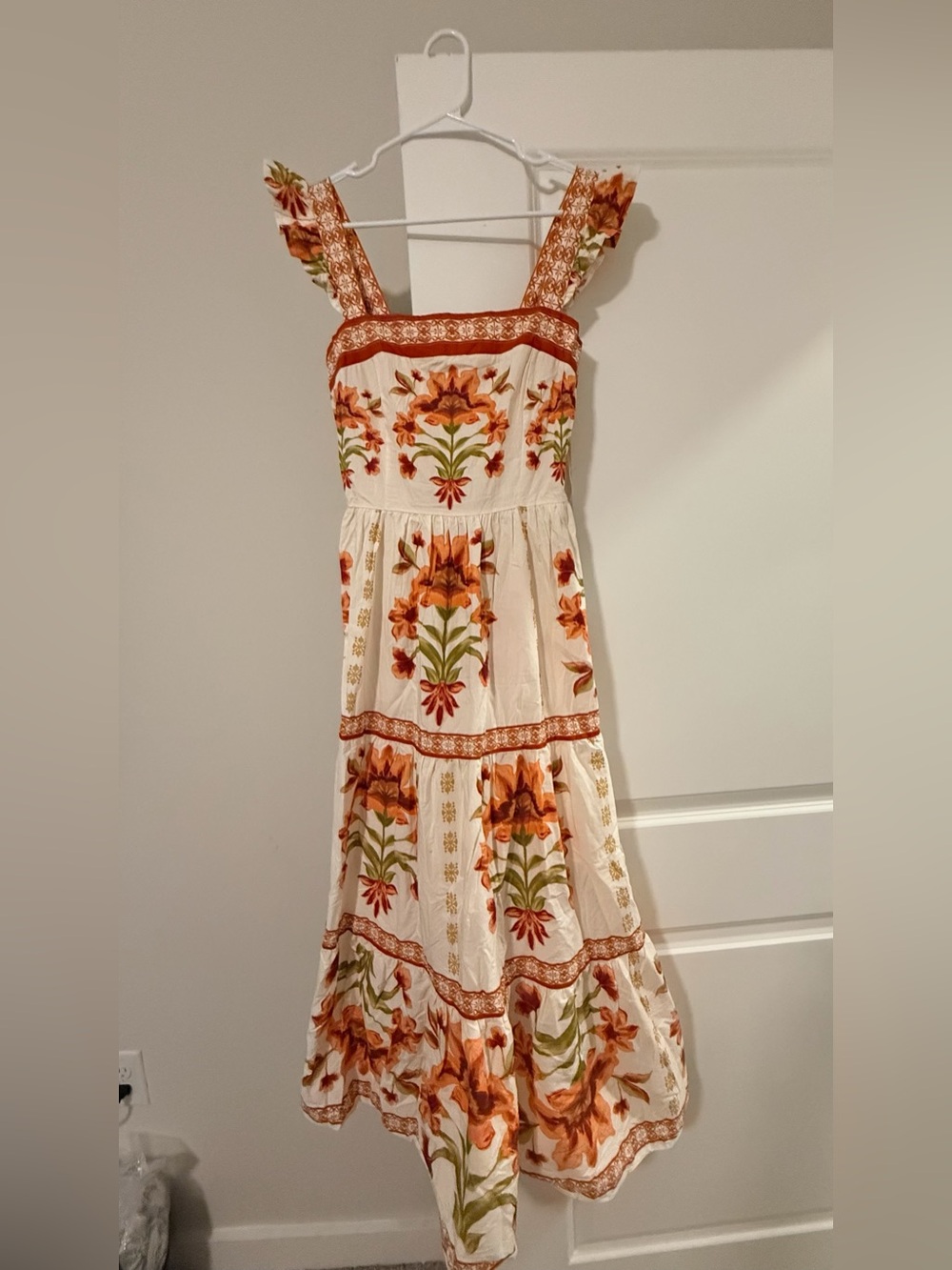 Flying Tomato Cream Maxi Dress with Rust Floral Print - Picture 12 of 16